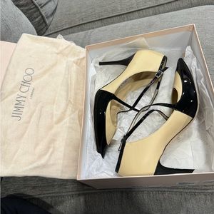 Jimmy Choo cream and patent leather heels size 41